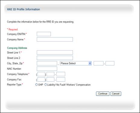 RRE ID Profile Information Page