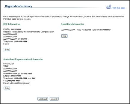 Registration Summary Page