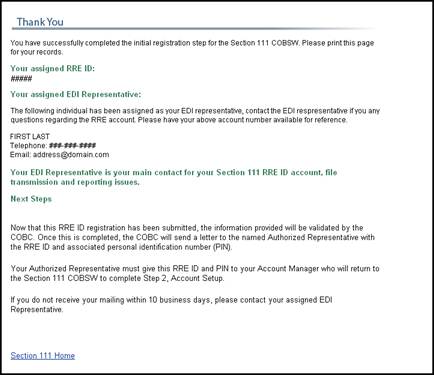 New Registration Thank You Page