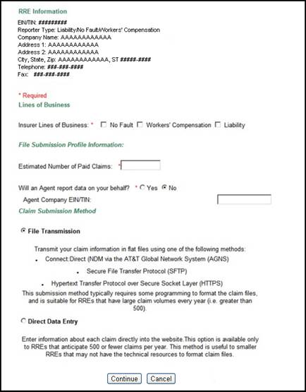 RRE ID Profile Information Page, Non-GHP