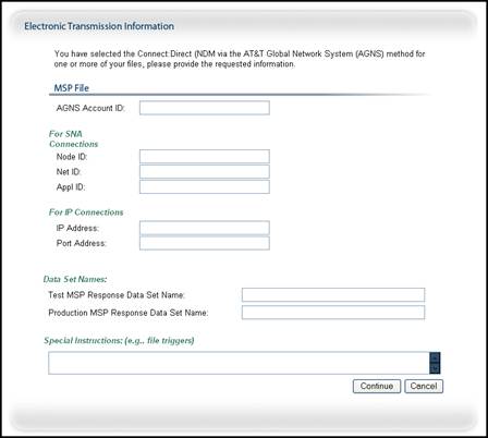 Electronic Transmission Information Page
