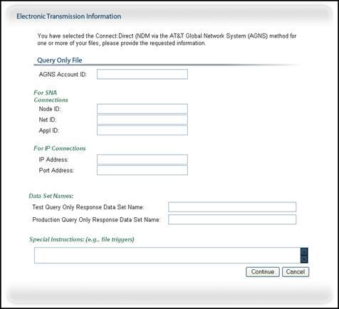 Electronic Transmission Page, Query-Only Screen