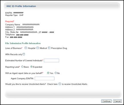 RRE ID Profile Information Page