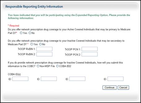 Expanded Reporting Option Page