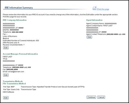 RRE Information Summary Page