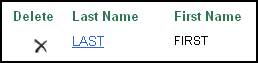 Designee Listing, Delete Icon Displayed