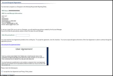 Account Designee Registration Page