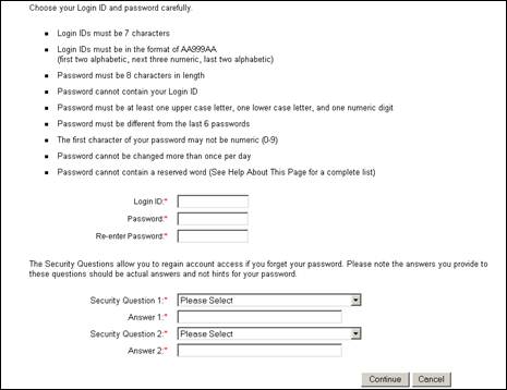 Account Designee Login Information Page