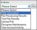 Actions Dropdown Box, RRE Information Selected