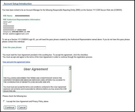Account Setup Introduction, Replace Account Manager Page