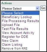 Actions Dropdown Box, for "Remove from RRE"
