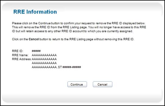 Remove RRE Confirmation