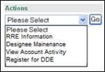 Actions Dropdown Box