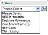 Actions Dropdown Box