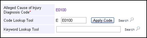 Injury Information Page, Cause of Injury Diagnosis Code Added