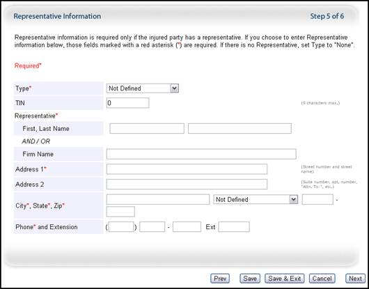 Representative Information Page