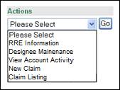 Actions Dropdown Box