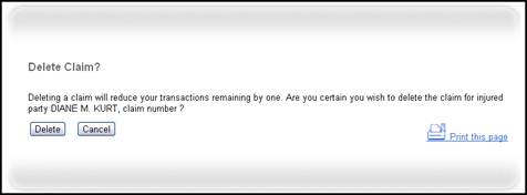Delete Claim Page